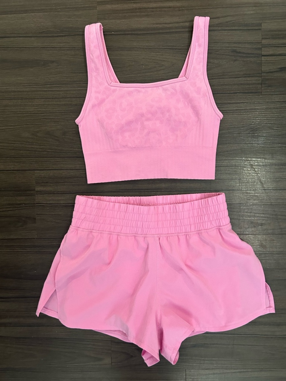 90 Degree By Reflex Pink Seamless Crop Bralette & Shorts Set